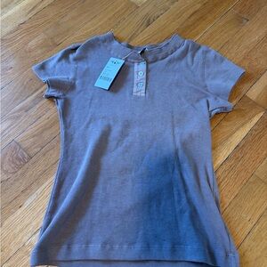 Short Sleeve Henley Top - Taupe